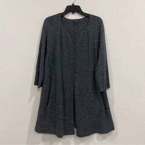 Eileen Fisher 100% Silk Knit Cardigan Sweater 3/4 Sleeve Gray SzXL Snap Closure